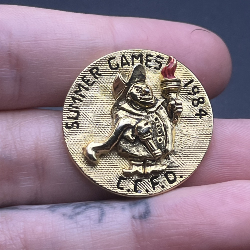 Vintage 1984 Los Angeles Olympics Central County Fire Department Lapel Hat Pin
